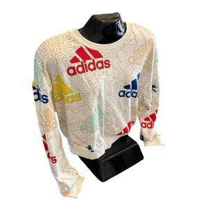Women's‎ Y2K Adidas Cropped Crew Neck Sweatshirt Size Small